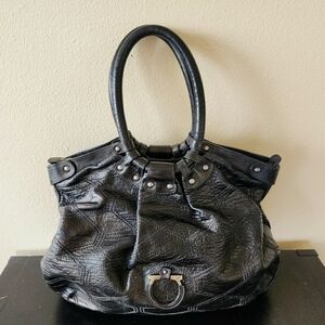 Salvatore Ferragamo Black Textured Shoulder Bag
